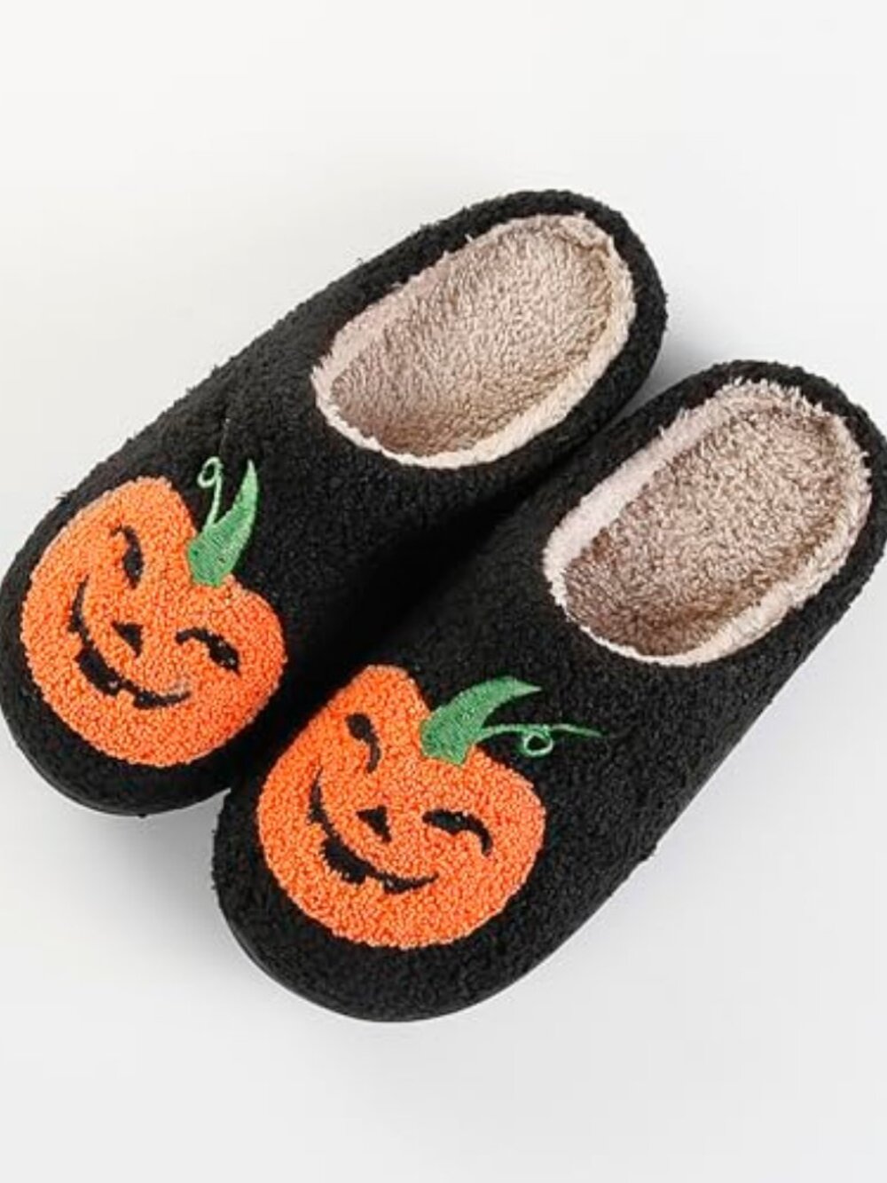 Halloween Pumpkin Slippers for Womens Mens Plush Warm Spooky Lantern Pumpkin